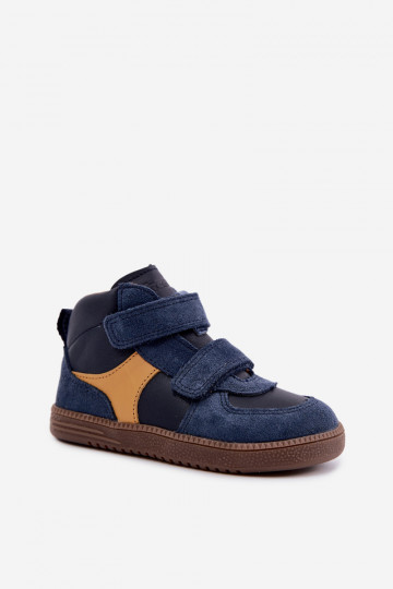 Dark blue children's suede shoes Barefoot Froddo G2110157