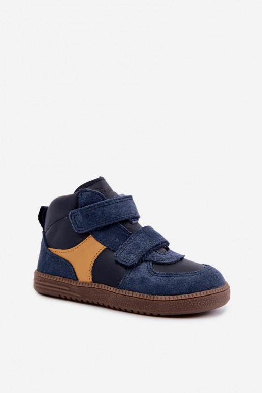 Dark blue children's suede shoes Barefoot Froddo G2110157