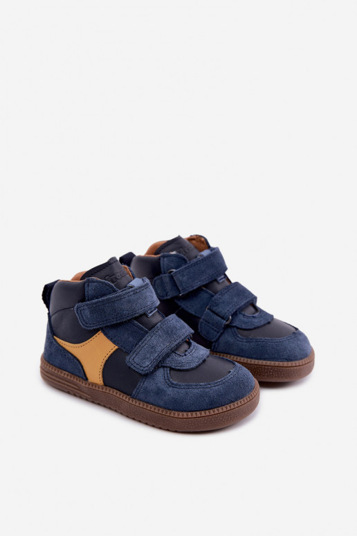 Ciemnoniebieskie dziecięce zamszowe buty Barefoot Froddo G2110157