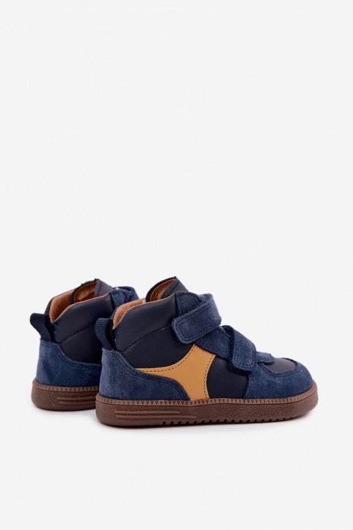 Dark blue children's suede shoes Barefoot Froddo G2110157