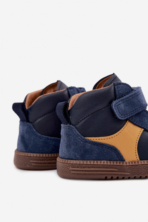 Dark blue children's suede shoes Barefoot Froddo G2110157