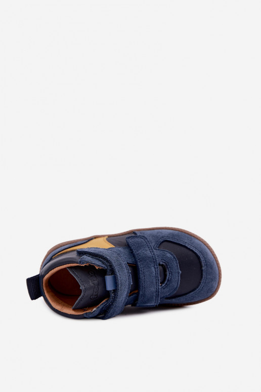 Ciemnoniebieskie dziecięce zamszowe buty Barefoot Froddo G2110157