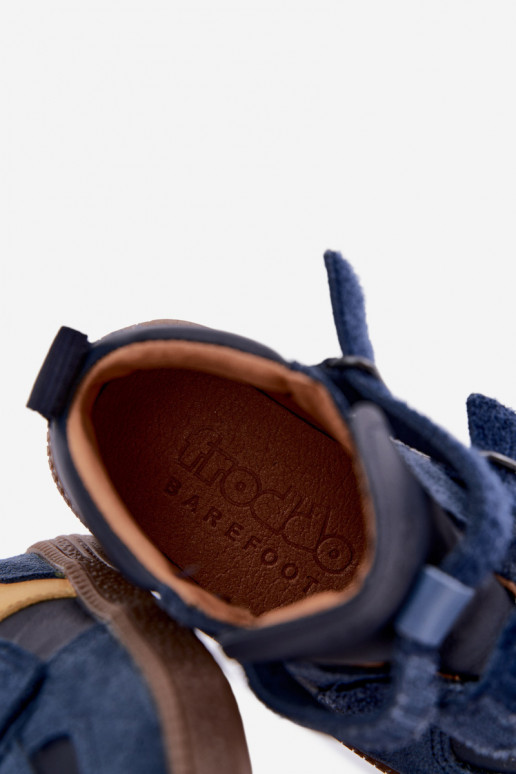 Dark blue children's suede shoes Barefoot Froddo G2110157