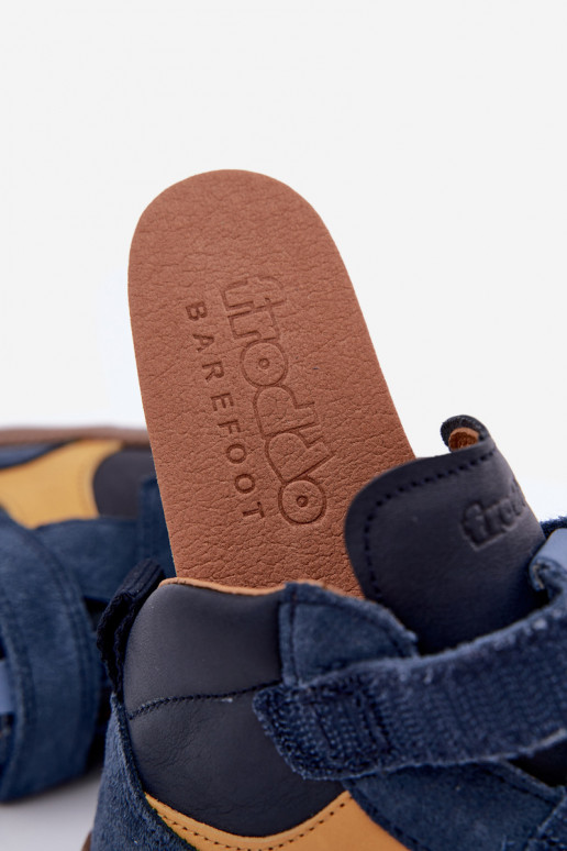 Dark blue children's suede shoes Barefoot Froddo G2110157