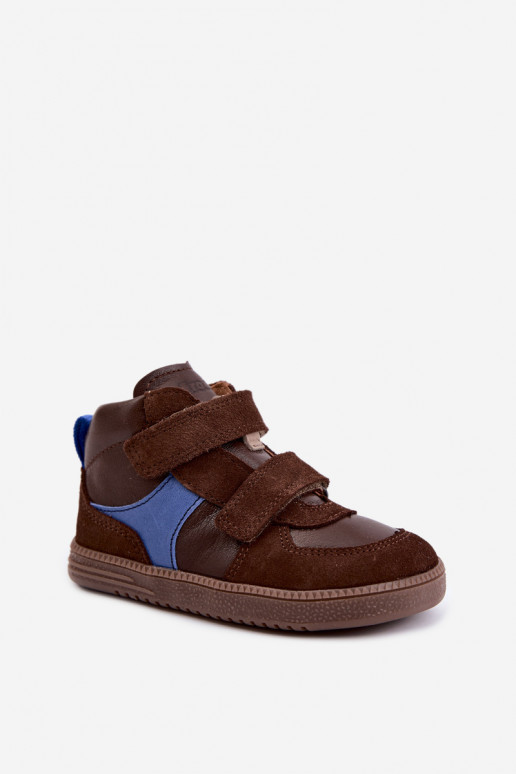 Brown children's suede shoes Barefoot Froddo G2110157-1