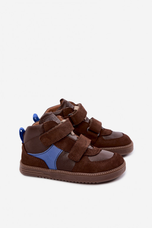 Brown children's suede shoes Barefoot Froddo G2110157-1