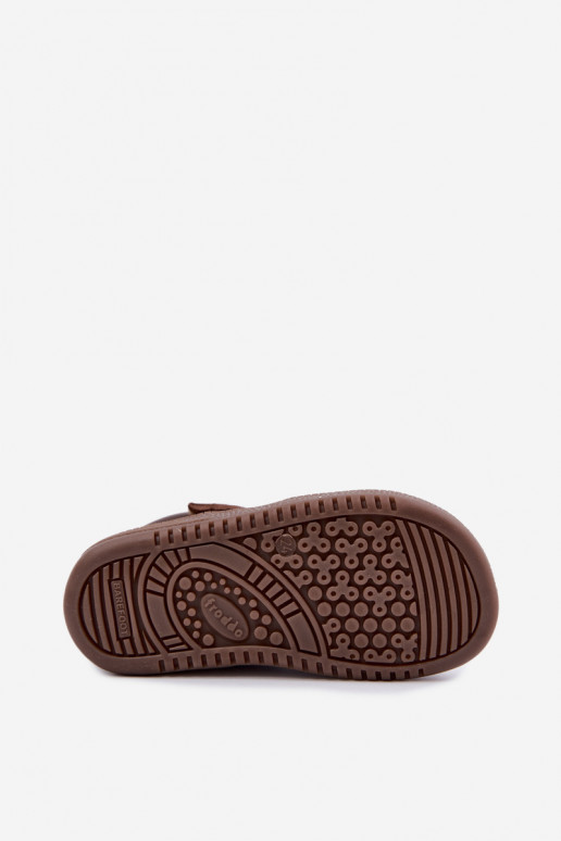 Brązowe dziecięce zamszowe buty Barefoot Froddo G2110157-1