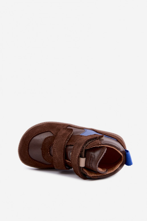 Brązowe dziecięce zamszowe buty Barefoot Froddo G2110157-1