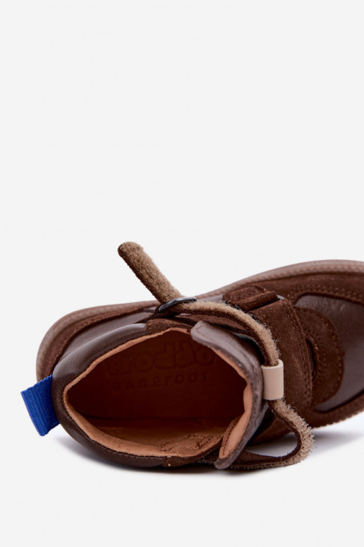 Brown children's suede shoes Barefoot Froddo G2110157-1