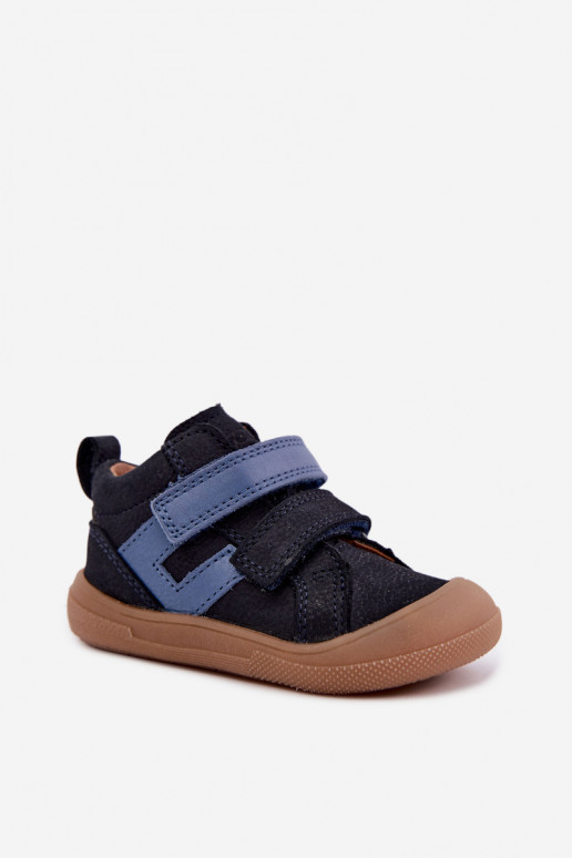 Dark blue children's leather shoes Barefoot Froddo G2130380