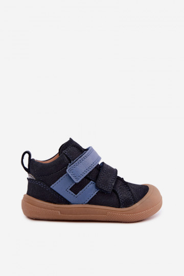Dark blue children's leather shoes Barefoot Froddo G2130380 2