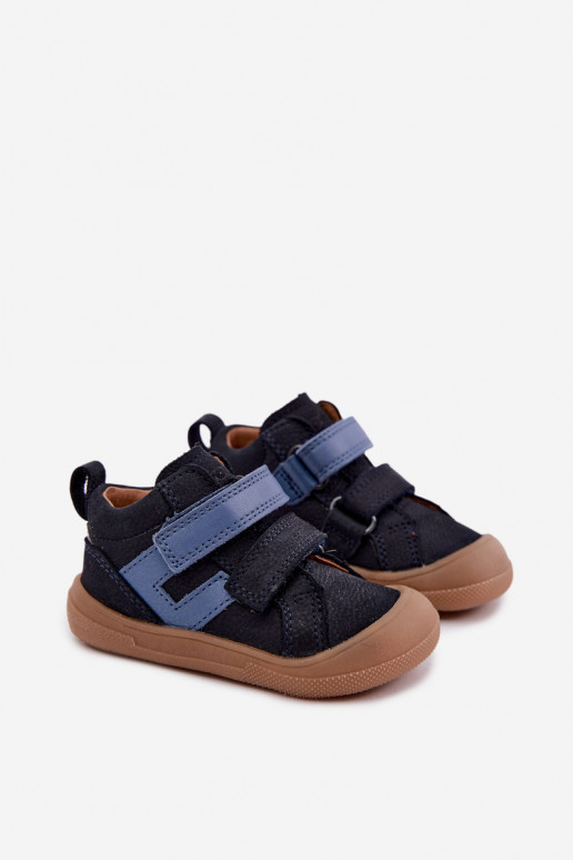 Ciemnoniebieskie dziecięce skórzane buty Barefoot Froddo G2130380