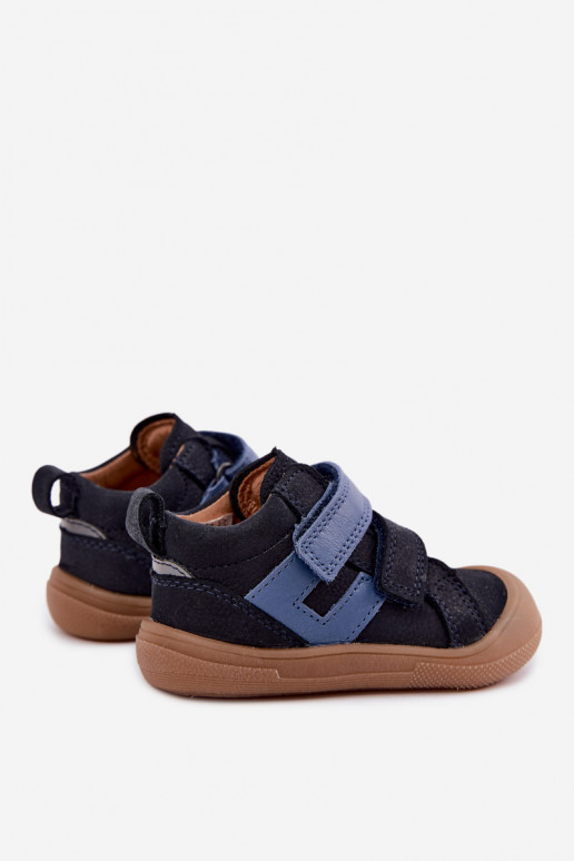 Dark blue children's leather shoes Barefoot Froddo G2130380