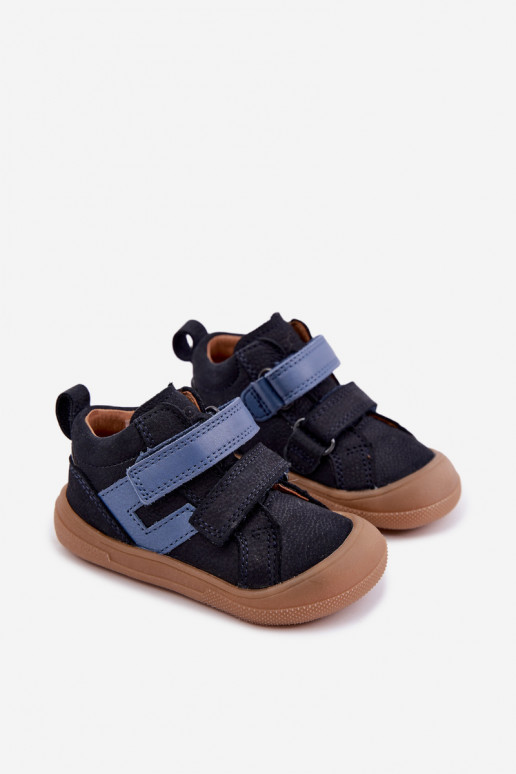 Dark blue children's leather shoes Barefoot Froddo G2130380
