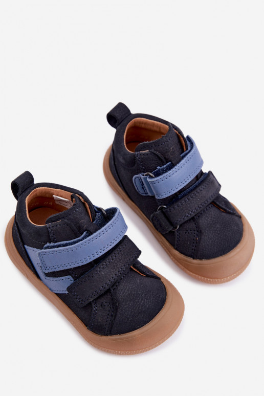 Dark blue children's leather shoes Barefoot Froddo G2130380