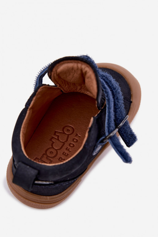 Dark blue children's leather shoes Barefoot Froddo G2130380