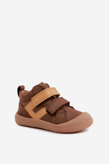 Brown children's leather shoes Barefoot Froddo G2130380-2