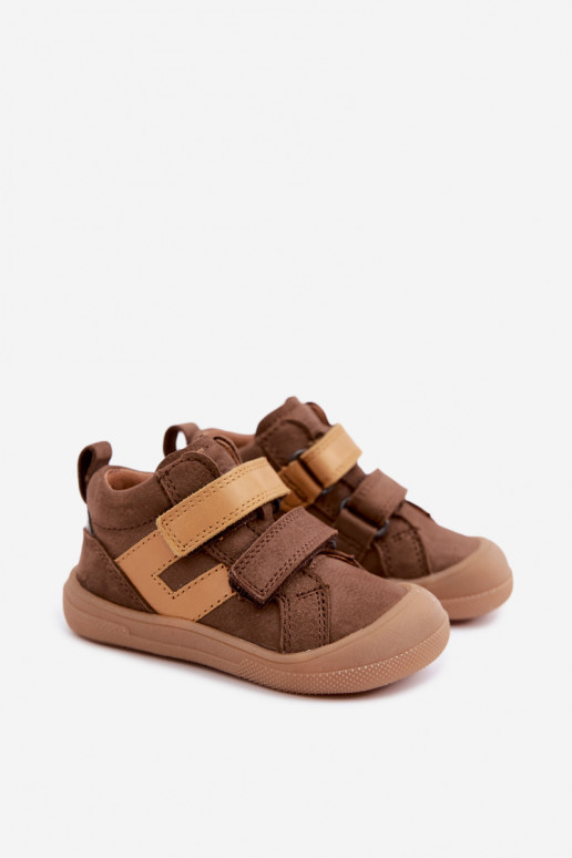 Brown children's leather shoes Barefoot Froddo G2130380-2