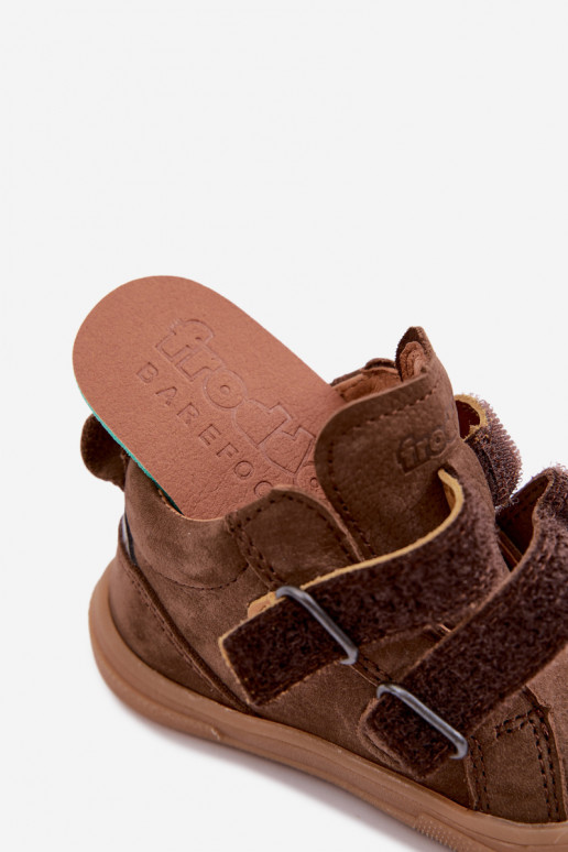 Brown children's leather shoes Barefoot Froddo G2130380-2