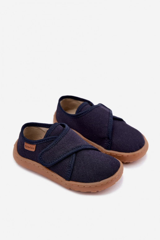 Kids' slippers for boys with sticky fasteners Barefoot Froddo G1700438 in dark blue