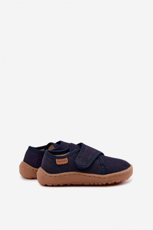 Kids' slippers for boys with sticky fasteners Barefoot Froddo G1700438 in dark blue