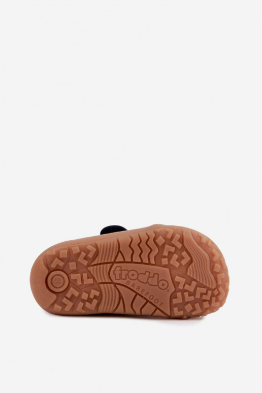 Dziecięce klapki dla chłopców z rzepami Barefoot Froddo G1700438 w ciemnoniebieskim