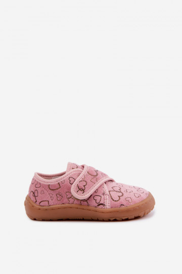 Kids' slippers with sticky fasteners Barefoot Širdelės Froddo G1700438-18 in pink 2