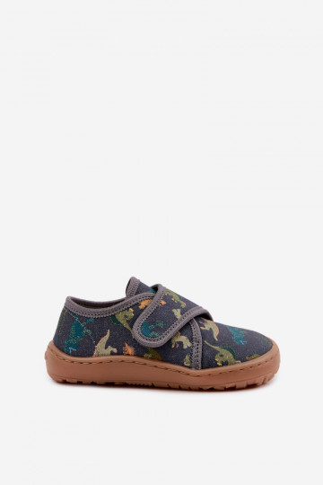 Kids' slippers for boys with sticky fasteners Barefoot Dinozaurai Froddo G1700438-26 in gray 2