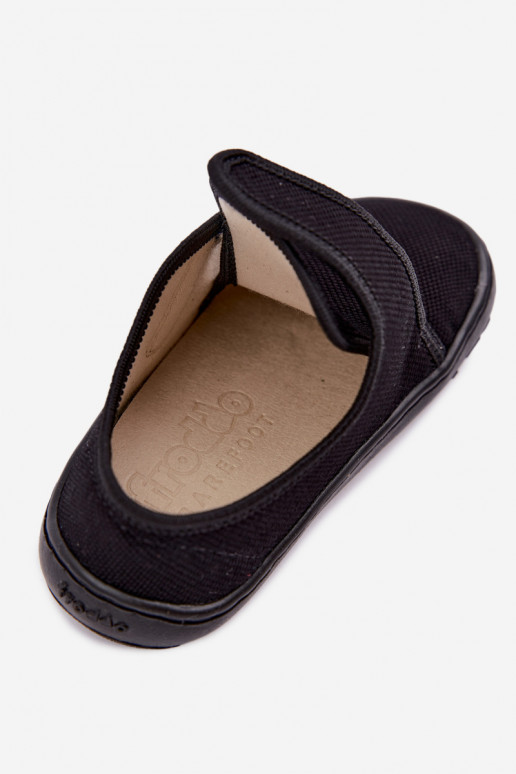 Kids' slippers for boys with sticky fasteners Barefoot Froddo G1700438-15 in black