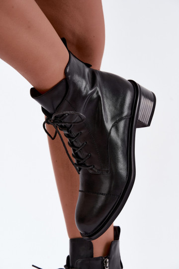 Insulated Leather Ankle Boots Black Cerina
