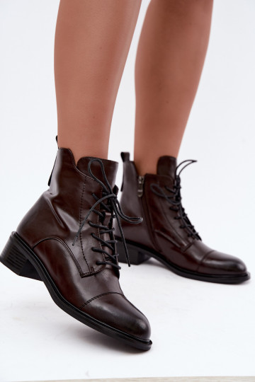 Insulated Natural Leather Chocolate Ankle Boots Cerina 2