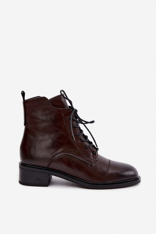 Insulated ankle boots made of natural leather in chocolate Cerina