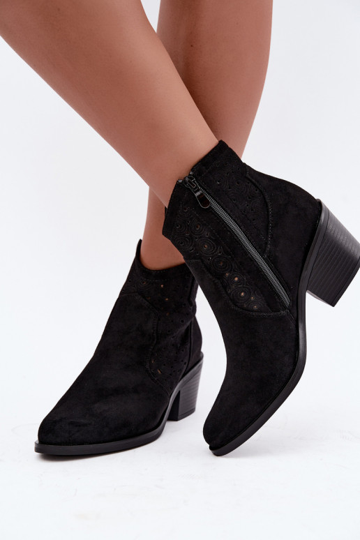 Cut-out cowboy-style ankle boots with heels S.Barski HY62-8147 black