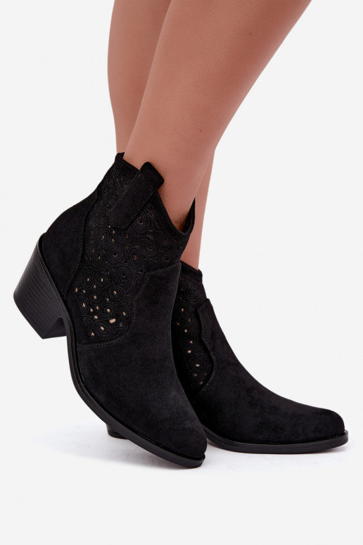 Cut-out cowboy-style ankle boots with heels S.Barski HY62-8147 black
