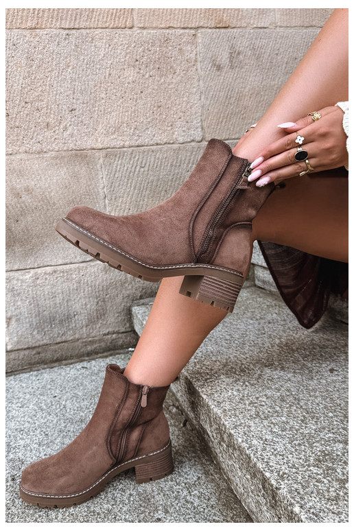 Insulated women's ankle boots with heels S.Barski HY62-8101 brown