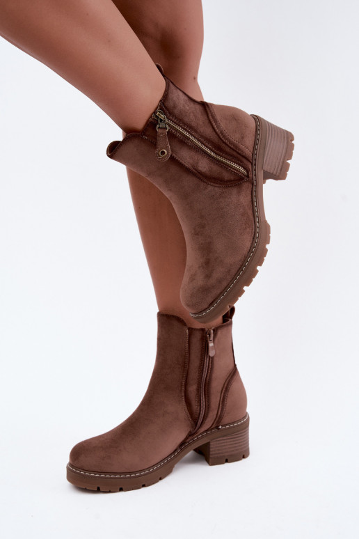 Women's Insulated Ankle Boots with Heels S.Barski HY62-8101 Brown