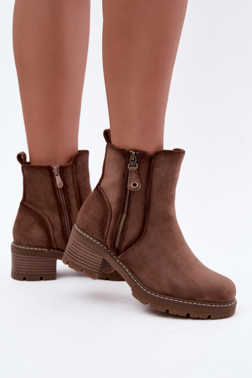 Women's Insulated Ankle Boots with Heels S.Barski HY62-8101 Brown