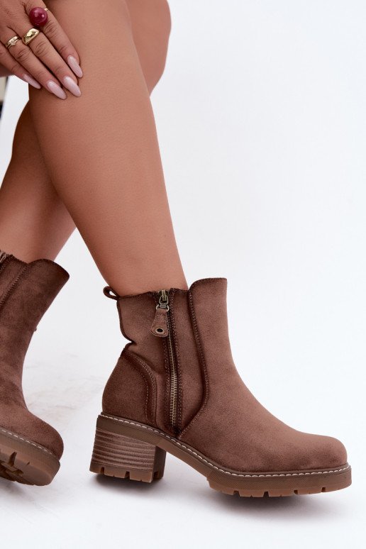 Women's Insulated Ankle Boots with Heels S.Barski HY62-8101 Brown
