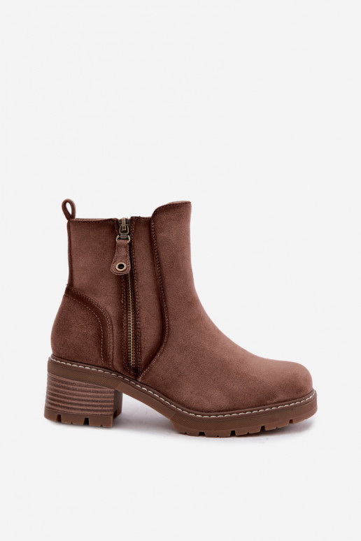 Women's Insulated Ankle Boots with Heels S.Barski HY62-8101 Brown