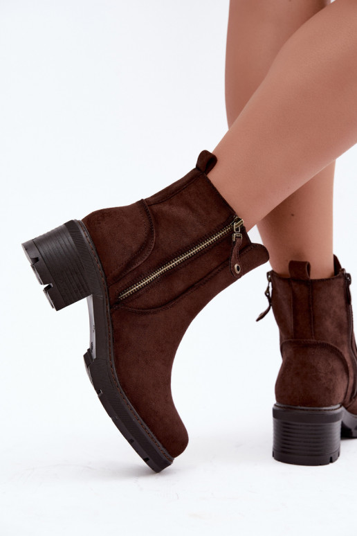 Women's Insulated Heeled Boots S.Barski HY62-8101 Chocolate