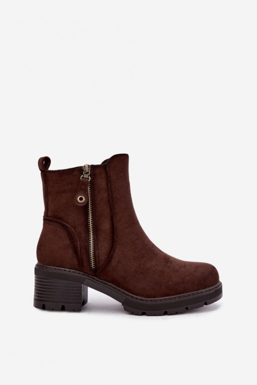 Women's Insulated Heeled Boots S.Barski HY62-8101 Chocolate