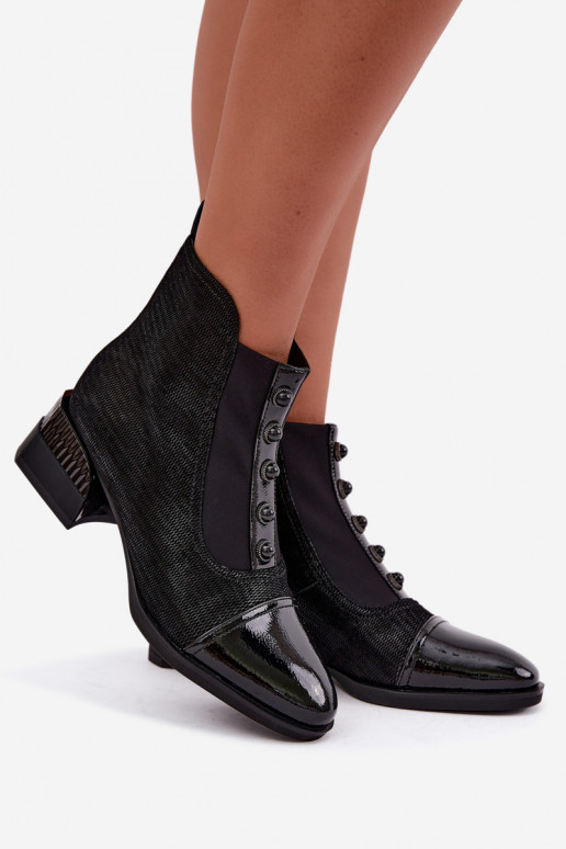 Leather Suede Heel Boots with Lining D&A CR62-3188 Black