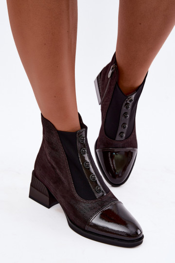 Leather Suede Ankle Boots with Heel Insulated D&A CR62-3188 Chocolate