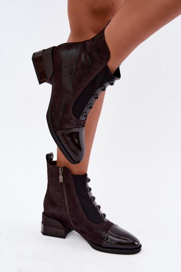 Leather Suede Ankle Boots with Heel Insulated D&A CR62-3188 Chocolate 2
