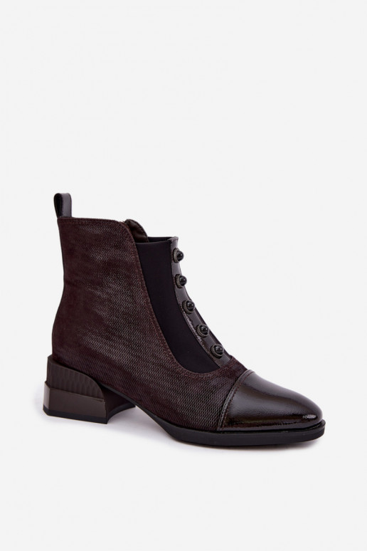 Suede boots with heels insulated D&A CR62-3188 chocolate