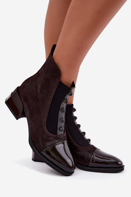 Leather Suede Ankle Boots with Heel Insulated D&A CR62-3188 Chocolate