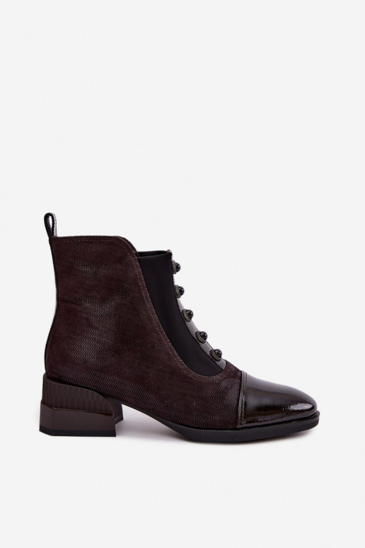 Suede boots with heels insulated D&A CR62-3188 chocolate