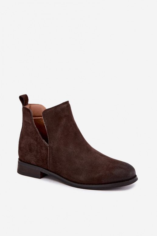 Leather Suede Ankle Boots Vinceza 133142 Chocolate Brown