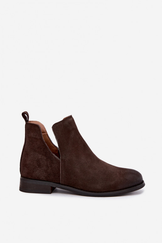 Leather Suede Ankle Boots Vinceza 133142 Chocolate Brown
