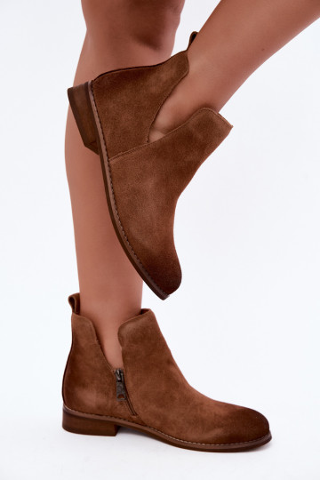 Leather Suede Ankle Boots Vinceza 133142 Light Brown